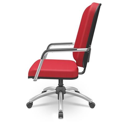 Cadeira De Escritório Giratória Com Braço Cromada Magno P03 Crepe Vermelho - Lyam Decor