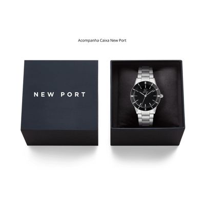 Relógio Masculino Preto Elegante Casual Analógico New Port