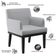 Poltrona Decorativa Para Sala De Estar Base Preto Beatriz W01 Linho Cinza - Lyam Decor