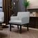 Poltrona Decorativa Para Sala De Estar Base Preto Beatriz W01 Linho Cinza - Lyam Decor