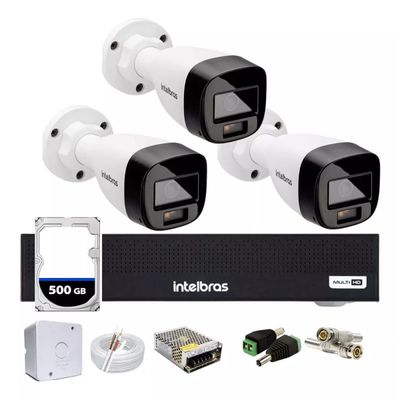 Kit Intelbras 3 Vhd 1120b Full Color, Dvr Mhdx 1004,c/500gb