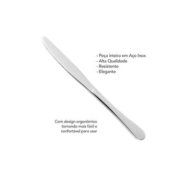Faca de Sobremesa Aço Inox Resistente Elite 6un