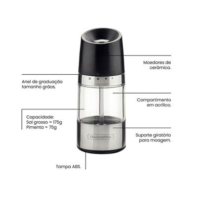 Fritadeira Sem óleo Air Fryer Toutch Eaf12t 220v Eos Com Moedor Sal Ou Pimenta Realce P Tramontina 220v