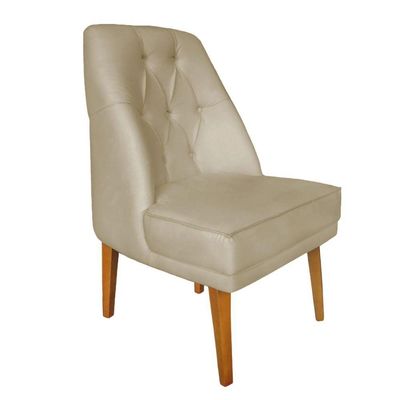 Cadeira Para Sala De Jantar Escritório Estofada Berlim Retro Suede Bege Eli Móveis E Decoração