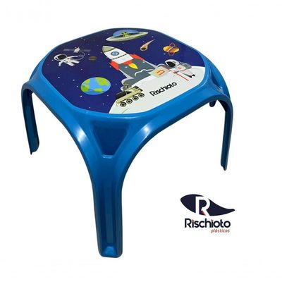 Mesa Infantil Azul + 01 Cadeira Infantil Rischioto Kit