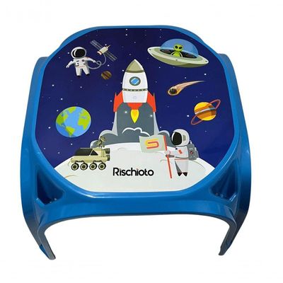 Mesa Infantil Azul + 01 Cadeira Infantil Rischioto Kit