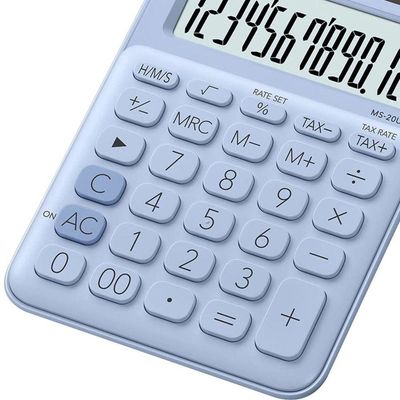 Calculadora De Mesa Casio Ms20uc 12 Dígitos Azul Claro