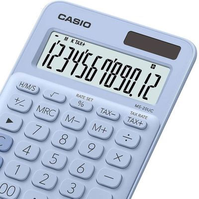 Calculadora De Mesa Casio Ms20uc 12 Dígitos Azul Claro