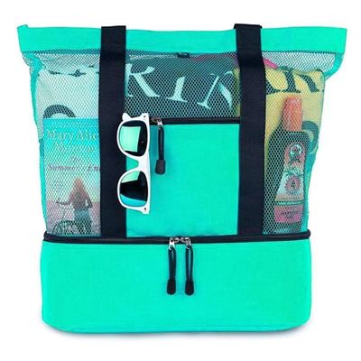 Bolsa Praia Com Compartimento Termico Piscina Campo Verde Claro