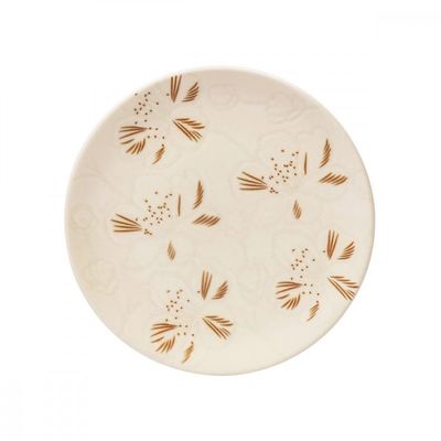 Aparelho de Jantar Unni Orquídea 20 Peças Cerâmica Marrom e Off White Oxford Off White com Marrom