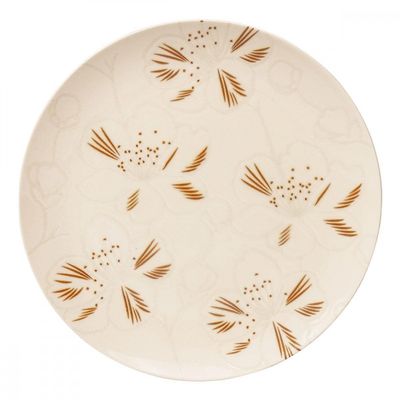 Aparelho de Jantar Unni Orquídea 20 Peças Cerâmica Marrom e Off White Oxford Off White com Marrom