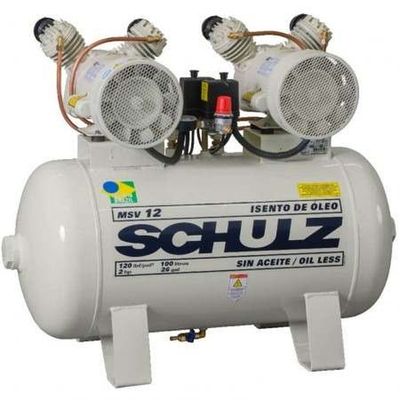 Compressor Schulz MSV 12 100 Litros 120 Libras 2 cv 220v Monofásico Isento de Óleo