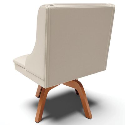 Kit 5 Cadeiras Decorativas Sala de Jantar Base Giratória de Madeira Firenze PU Bege/Natural G19 - Gran Belo