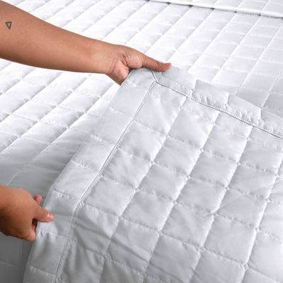 Kit Cobre Leito Colcha Dual King 3 Peças Matelado Dupla Face Liso - Branco