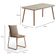 Conjunto de Mesa Retangular com Tampo MDP Petra Stellar e 6 Cadeiras Amélia Linho Areia e Rosê