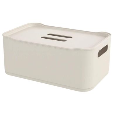 Kit 8 Caixas Organizadoras Tam P Bege Coza 1,75L Empilhaveis 18x15cm Banheiro Lavanderia