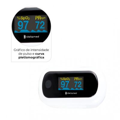 Oxímetro com Alarme de Emergência OLED de Alta Precisão Dellamed Branco