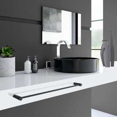 Porta Toalha Toalheiro De Rosto Para Banheiro Preto Fosco Orion 50cm