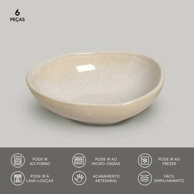 Conjunto de Cumbucas Oval Orgânico Latte 265ml 6 Peças Porto Brasil Off White