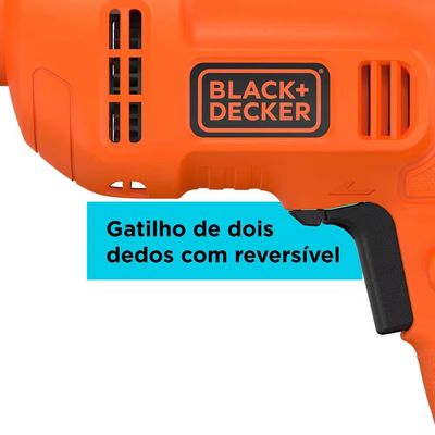 Furadeira de Impacto Black+Decker BED710450 3/8 Polegadas 450W Empunhadura Ergonômica Gatilho Anatômico Laranja e Preto / 220V