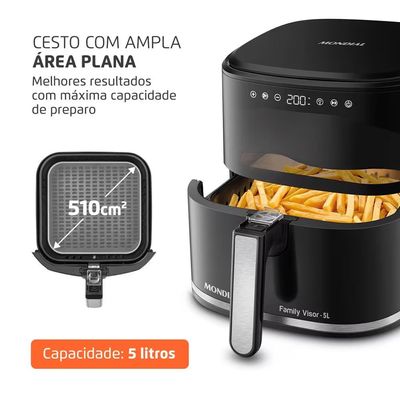 Fritadeira Air Fryer AF-50-DV Family Visor 5L 2000W Digital Touch Mondial Preto / 110V