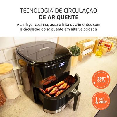 Fritadeira Air Fryer AF-50-DV Family Visor 5L 2000W Digital Touch Mondial Preto / 110V
