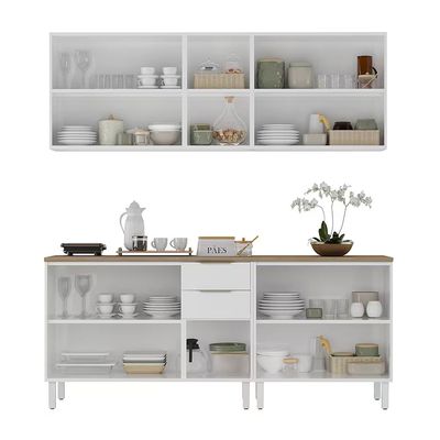 Cozinha Compacta Itatiaia Renova com 10 Portas, 2 Gavetas, 5 Prateleiras e 200cm de largura - Branco Neve n/a