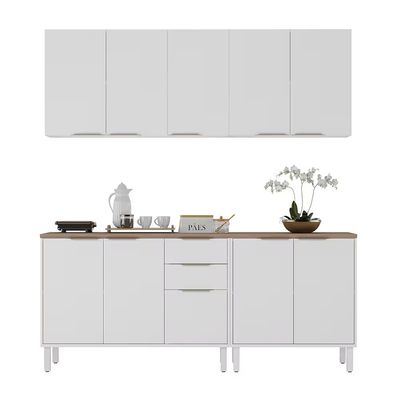 Cozinha Compacta Itatiaia Renova com 10 Portas, 2 Gavetas, 5 Prateleiras e 200cm de largura - Branco Neve n/a
