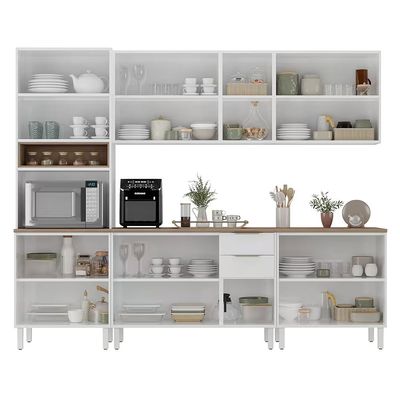 Cozinha Completa Itatiaia Renova com 14 Portas, 2 Gavetas, 7 Prateleiras, Nicho para Micro-ondas e 270cm de largura - Branco Neve n/a