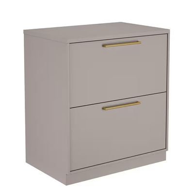 Conjunto de Armário Aéreo e Balcão Itatiaia Essence 3 Portas 1 Gaveta Puxadores Dourados Fendi/Gris