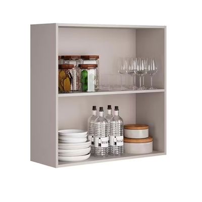 Conjunto de Armário Aéreo e Balcão Itatiaia Essence 3 Portas 1 Gaveta Puxadores Dourados Fendi/Gris