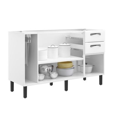 Balcão De Cozinha Itatiaia Em Aço 3 Portas 2 Gavetas Branco Sem Tampo New Premium