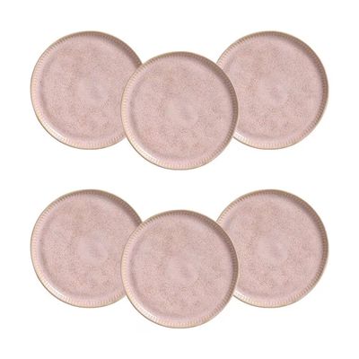 Conjunto de Pratos de Sobremesa Porto Brasil Linhas Litchi Rosa Claro 21,5cm - 6 Peças n/a
