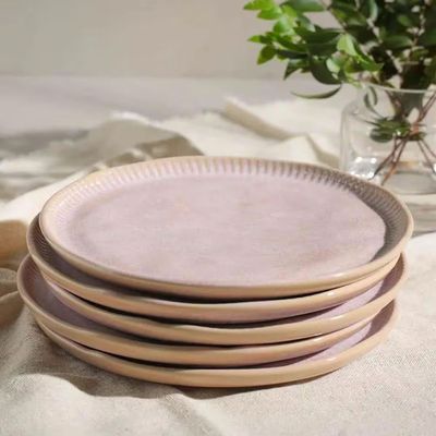 Conjunto de Pratos de Sobremesa Porto Brasil Linhas Litchi Rosa Claro 21,5cm - 6 Peças n/a