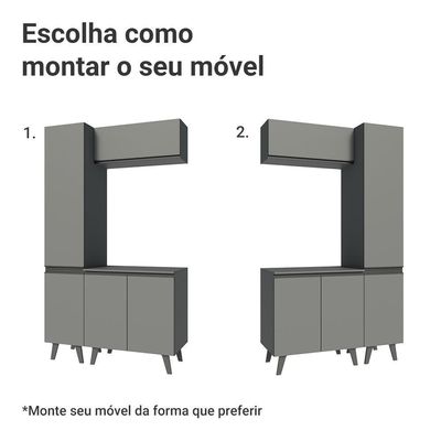 Conjunto Gabinete Para Banheiro 120cm 5 Portas Nice Madesa 03 Cinza