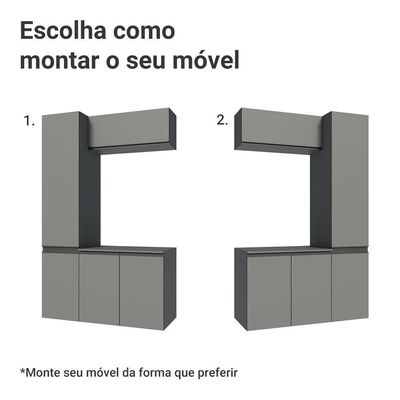 Conjunto Gabinete Suspenso Para Banheiro 120cm 5 Portas Nice Madesa 02 Cinza