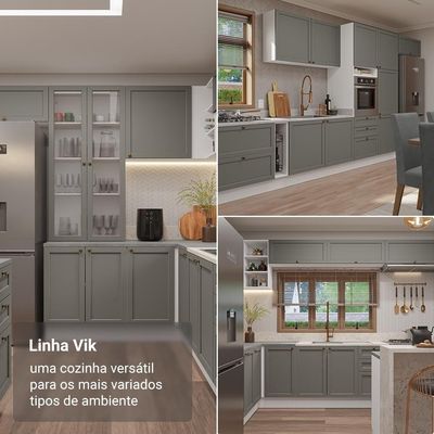 Conjunto Gabinete Para Banheiro 80cm 3 Portas Vik Madesa 02 Branco-cinza
