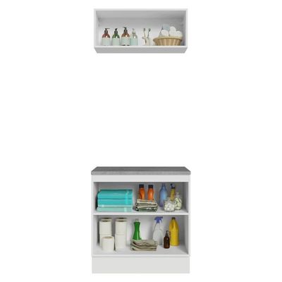 Conjunto Gabinete Para Banheiro 80cm 3 Portas Vik Madesa 02 Branco-cinza