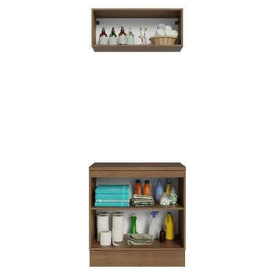 Conjunto Gabinete Para Banheiro 80cm 3 Portas Vik Madesa 02 Rustic-branco