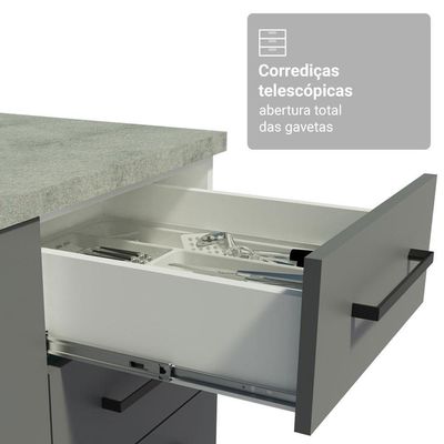 Conjunto Gabinete Para Banheiro 120cm 3 Portas 3 Gavetas Agata Madesa 01 Branco-cinza