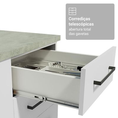 Conjunto Gabinete Para Banheiro 120cm 3 Portas 3 Gavetas Agata Madesa 01 Branco
