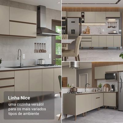Conjunto Gabinete Para Banheiro 120cm 5 Portas Nice Madesa 03 Crema