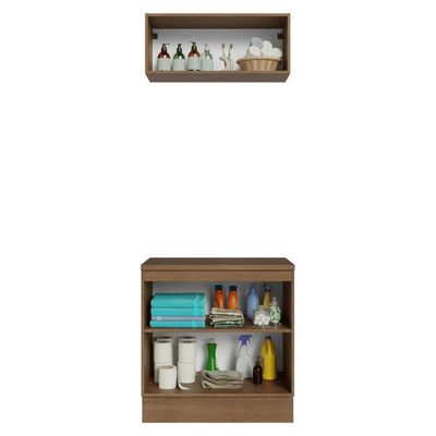 Conjunto Gabinete Para Banheiro 80cm 3 Portas Vik Madesa 02 Rustic-verde