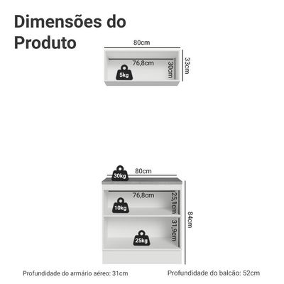 Conjunto Gabinete Para Banheiro 80cm 3 Portas Vik Madesa 02 Branco-azul