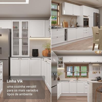 Conjunto Gabinete Para Banheiro 80cm 3 Portas Vik Madesa 02 Branco