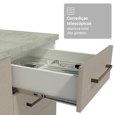 Conjunto Gabinete Para Banheiro 120cm 3 Portas 3 Gavetas Agata Madesa 01 Branco-crema