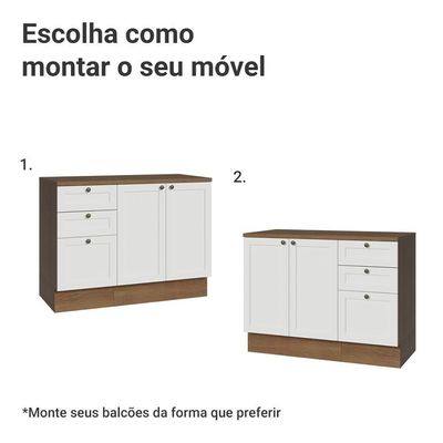 Conjunto Gabinete Para Banheiro 110cm 3 Gavetas 3 Portas Vik Madesa 01 Rustic-branco