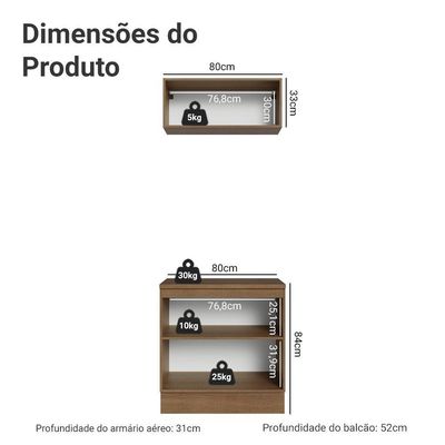 Conjunto Gabinete Para Banheiro 80cm 3 Portas Vik Madesa 02 Rustic-azul