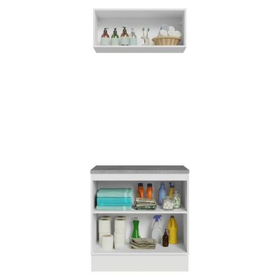 Conjunto Gabinete Para Banheiro 80cm 3 Portas Vik Madesa 02 Branco-verde