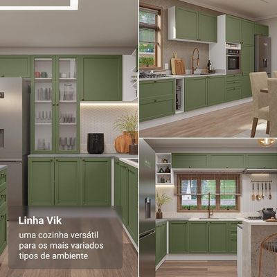 Conjunto Gabinete Para Banheiro 80cm 3 Portas Vik Madesa 02 Branco-verde